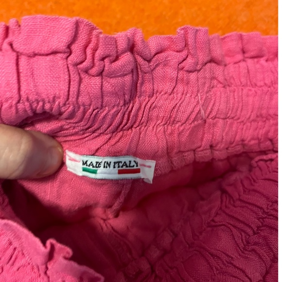 Retro pink high waist pure linen gathered shorts bermudas NWT - Picture 5 of 8